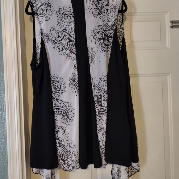 Always Indigo Sheer White Floral & Black Patterned Duster 2X - Picture 2 of 3